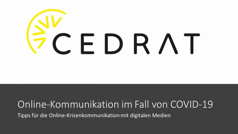 Startfolie zum Video Online Krisenkommunikation bei COVID-19